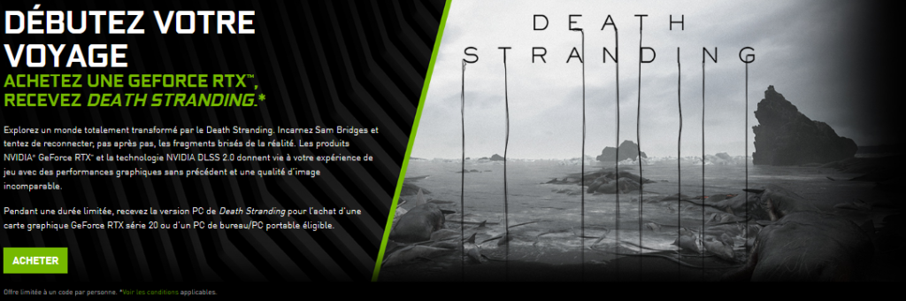 Image 1 : Death Stranding offert pour l’achat d’une carte GeForce RTX