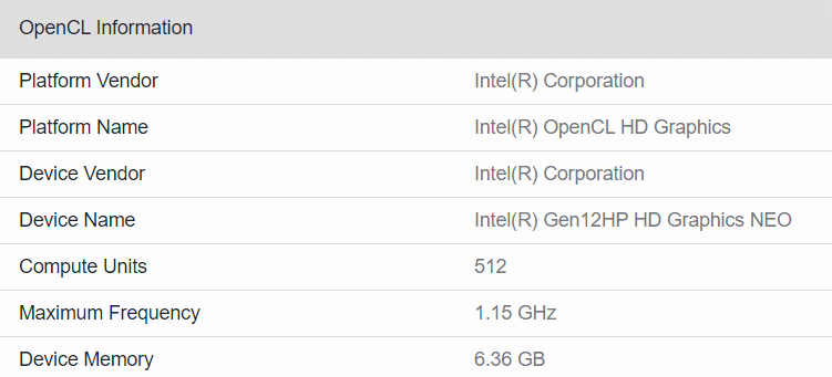 Image 1 : Intel : un GPU Xe-HP se promène sur Geekbench