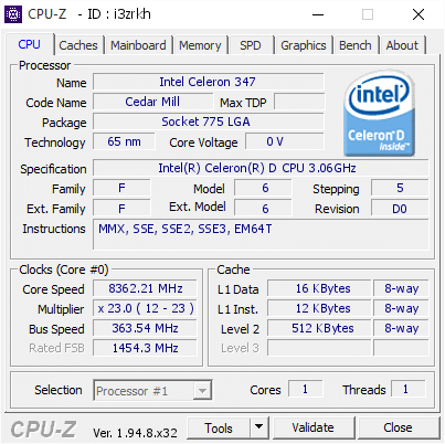 Image 1 : Un Intel Celeron D 347 overclocké à 8,3 GHz
