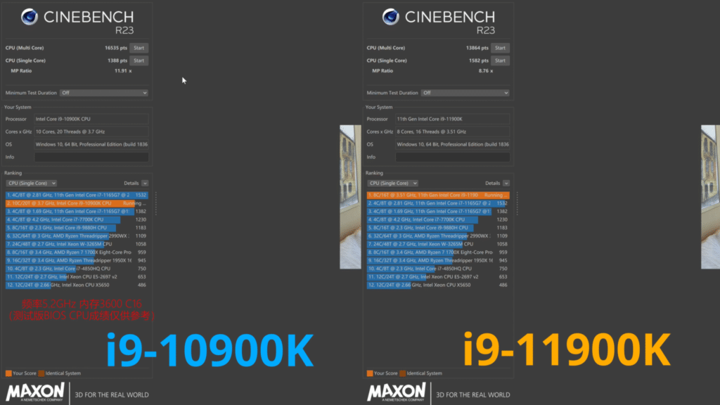 Image 7 : Le Core i9-11900K est moins performant que le Core i9-10900K dans certains jeux